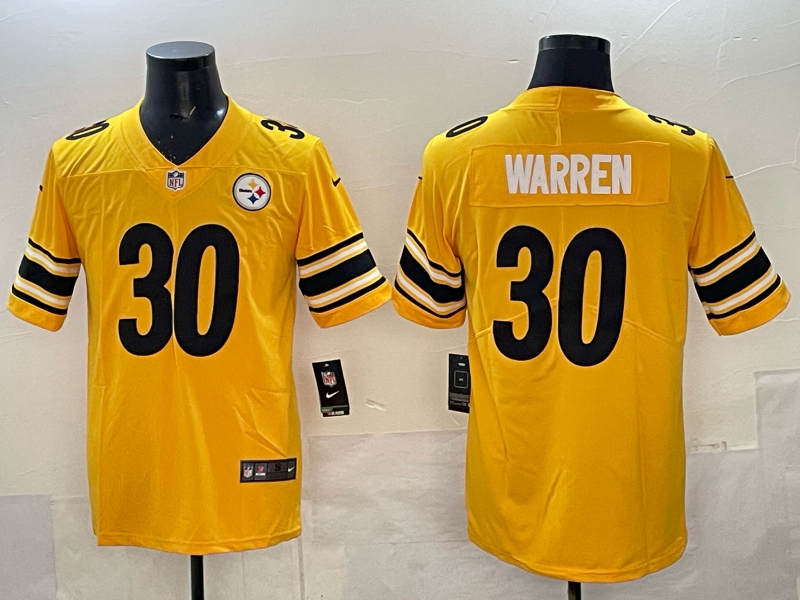 Men Pittsburgh Steelers #30 Warren yellow Nike NFL Jersey 002->pittsburgh steelers->NFL Jersey